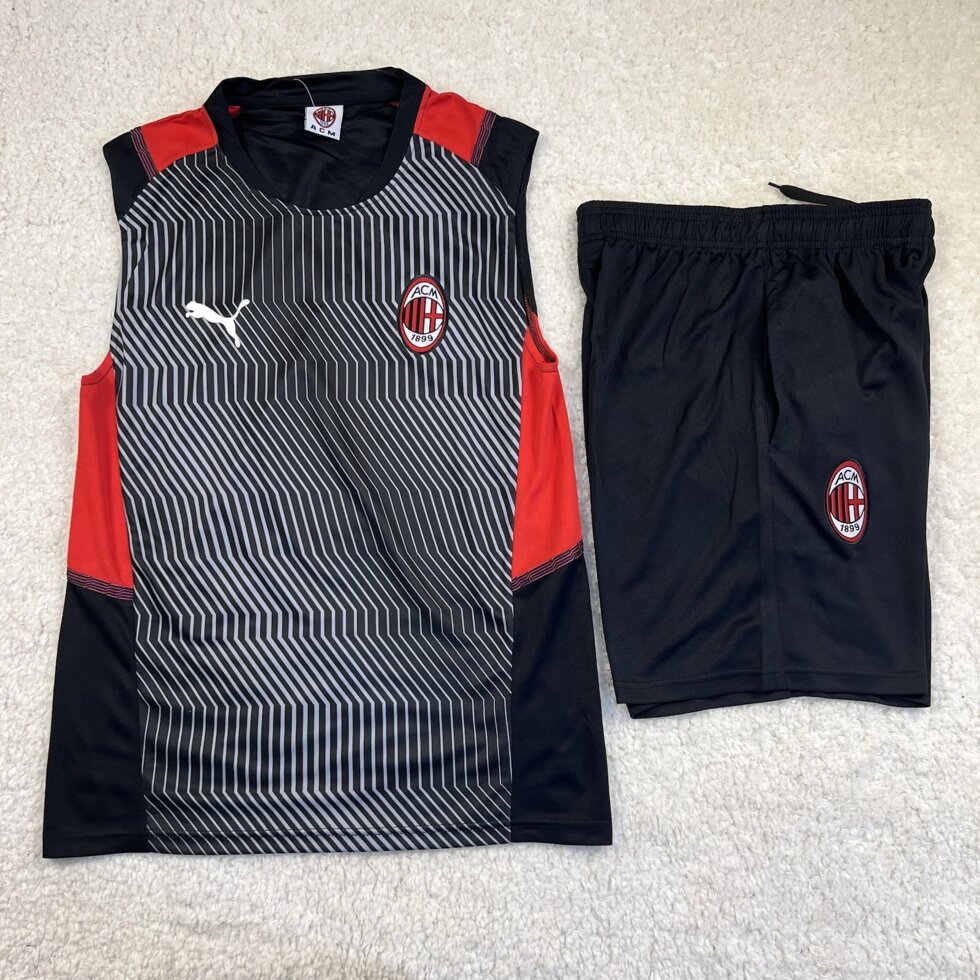 Футбольний комплект тренувальний Мілан чорний 2021-22 від компанії Інтернет-магазин молодіжного одягу "Bagsmen" - фото 1