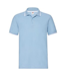 Чоловіча футболка поло з смужками блакитна 032-RS