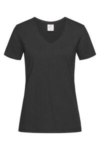 Жіноча футболка з V-образним вирізом чорна Classic V-neck Women