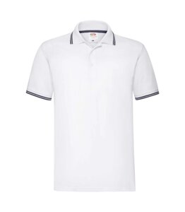 Чоловіча футболка поло з смужками біла 032-WE