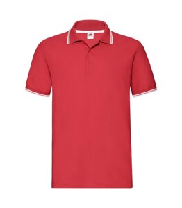 Чоловіча футболка поло з смужками червона 032-RW