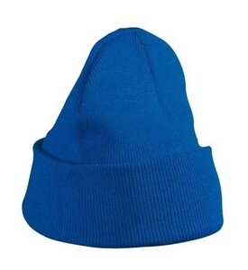 В'язана шапка з відворотом синя 7500-51