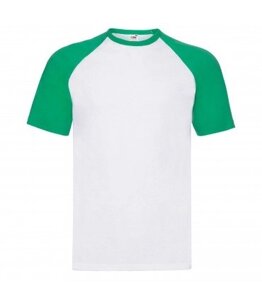 Чоловіча футболка з кольоровими рукавами біло-зелена 026-WK