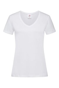 Жіноча футболка з V-образним вирізом біла Classic V-neck Women