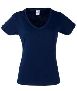 Женская футболка с V-образным вырезом темно-синяя 398-AZ