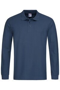 Чоловіча футболка поло з довгим рукавом темно синя Polo Long Sleeve