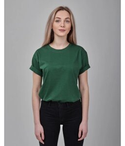 Жіноча футболка оверсайз темно-зелена 1036-38