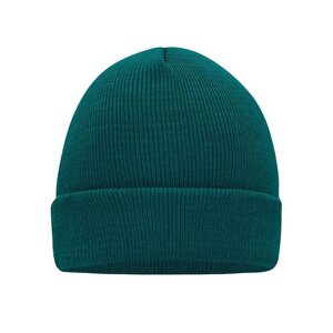 В'язана шапка з відворотом темно зелена 7500-38