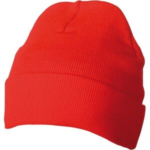 В'язана шапка з відворотом червона 7551-40