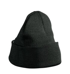 В'язана шапка з відворотом чорна 7500-36