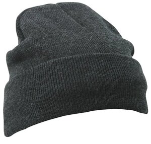 В'язана шапка з відворотом темно-сіра 7551-87