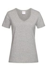 Жіноча футболка з V-образним вирізом сіра Classic V-neck Women