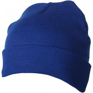 В'язана шапка з відворотом синя 7551-51