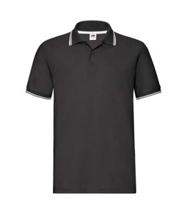 Чоловіча футболка поло з смужками чорна 032-KW