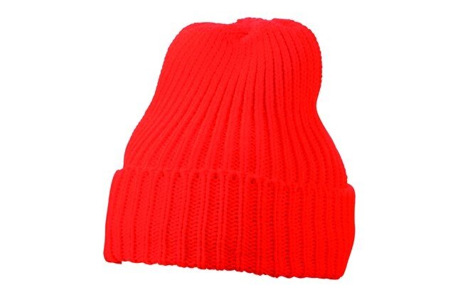 В'язана шапка унісекс з відворотом на підкладці червона 7937-40 від компанії Інтернет-магазин молодіжного одягу "Bagsmen" - фото 1