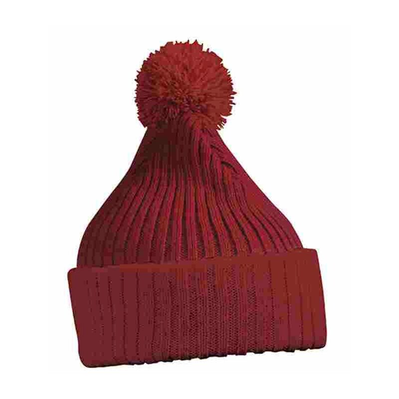 В'язана шапка з помпоном бордова 7540-3 від компанії Інтернет-магазин молодіжного одягу "Bagsmen" - фото 1