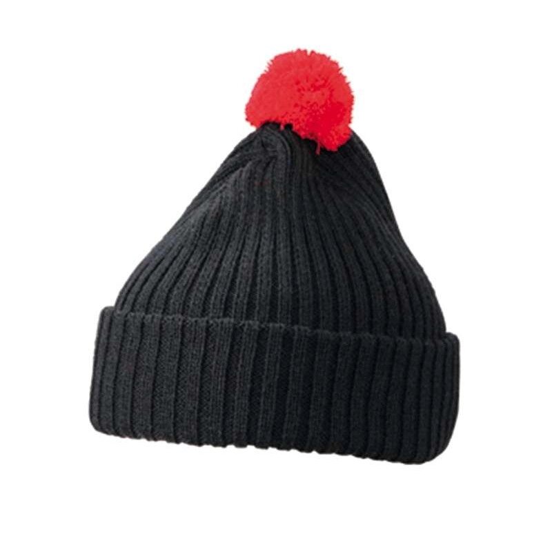 В'язана шапка з помпоном чорна 7540-1 від компанії Інтернет-магазин молодіжного одягу "Bagsmen" - фото 1