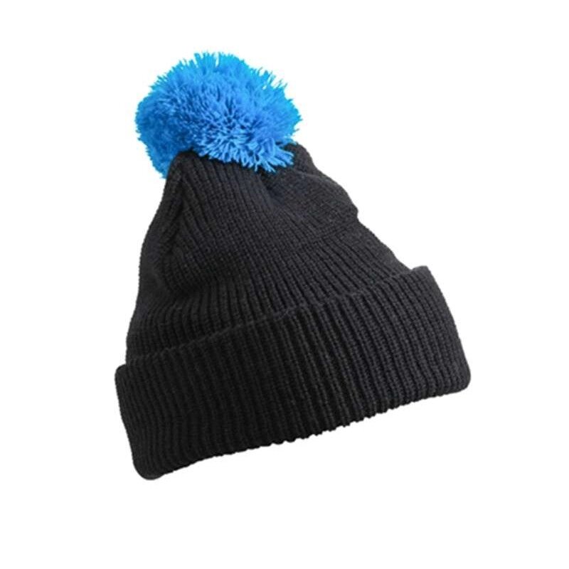 В'язана шапка з помпоном чорна 7967-5 від компанії Інтернет-магазин молодіжного одягу "Bagsmen" - фото 1