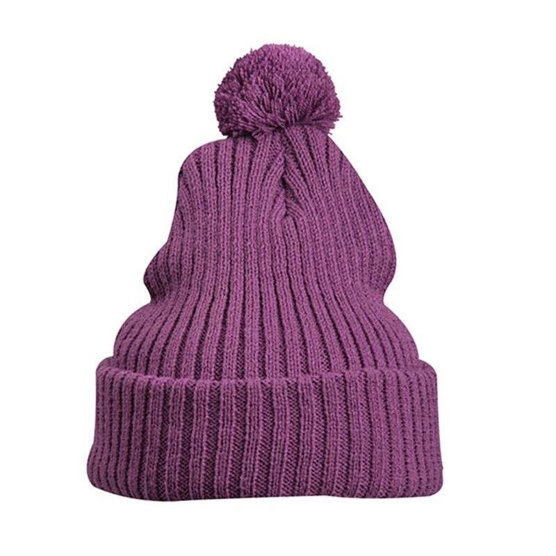 В'язана шапка з помпоном фіолетова 7540-11 від компанії Інтернет-магазин молодіжного одягу "Bagsmen" - фото 1