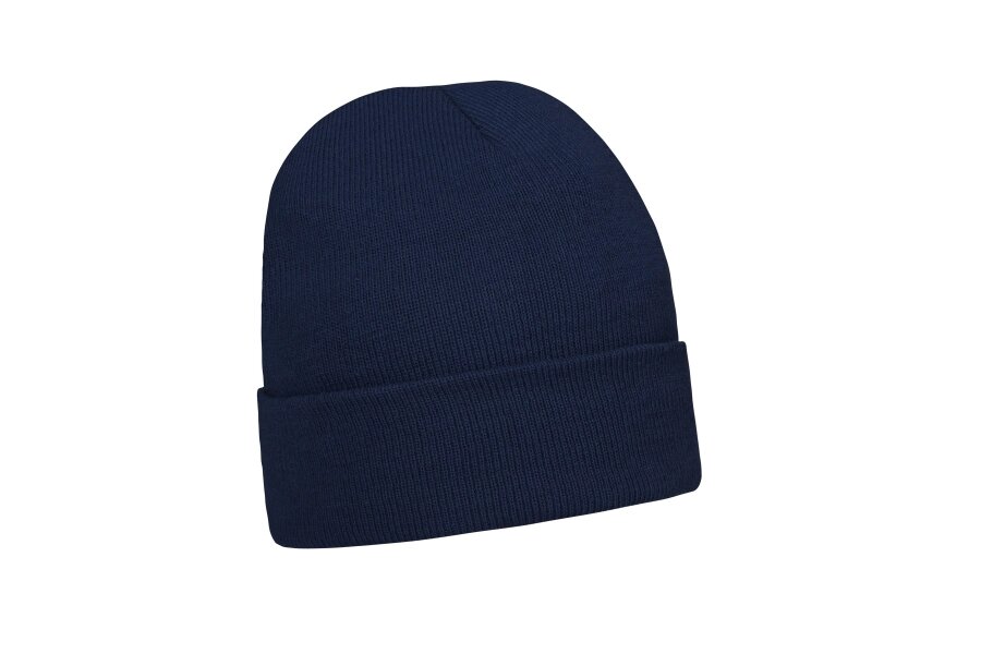 В'язана шапка з відворотом темно синя Toque від компанії Інтернет-магазин молодіжного одягу "Bagsmen" - фото 1