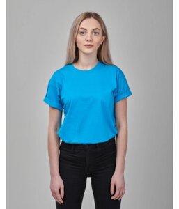 Жіноча футболка оверсайз бірюзова 1036-3У