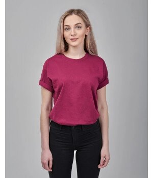 Женская футболка оверсайз бордовая 1036-41 ##от компании## Интернет-магазин молодежной одежды "Bagsmen" - ##фото## 1