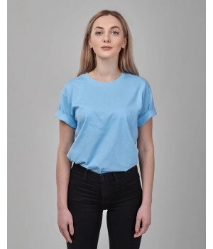 Женская футболка оверсайз голубая 1036-УТ ##от компании## Интернет-магазин молодежной одежды "Bagsmen" - ##фото## 1
