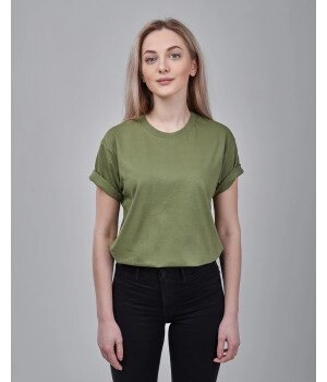 Женская футболка оверсайз оливковая 1036-59 ##от компании## Интернет-магазин молодежной одежды "Bagsmen" - ##фото## 1