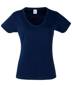 Женская футболка с V-образным вырезом темно-синяя 398-AZ від компанії Інтернет-магазин молодіжного одягу "Bagsmen" - фото 1