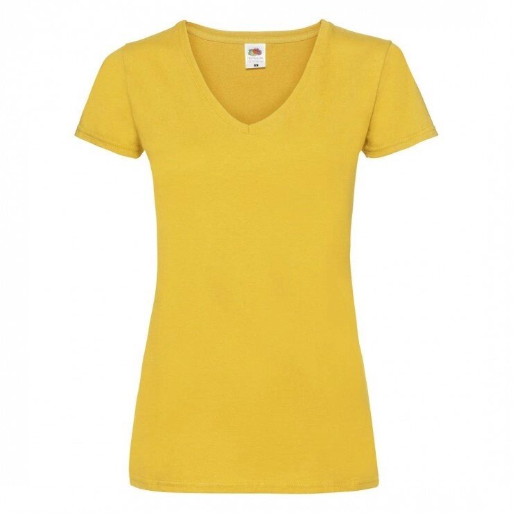 Женская футболка с V-образным вырезом желтая 398-34 від компанії Інтернет-магазин молодіжного одягу "Bagsmen" - фото 1
