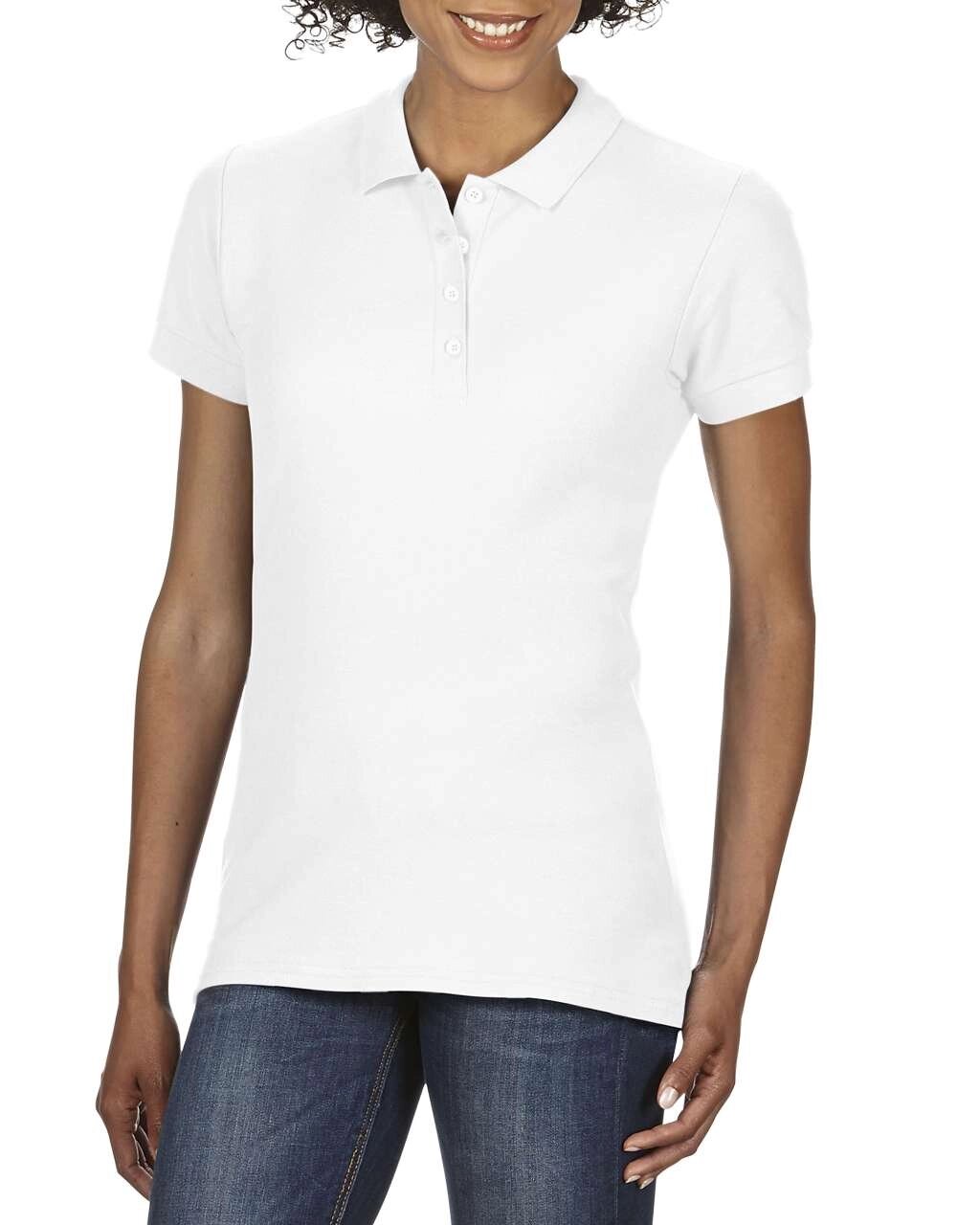 Жіноча футболка поло біла Softstyle від компанії Інтернет-магазин молодіжного одягу "Bagsmen" - фото 1