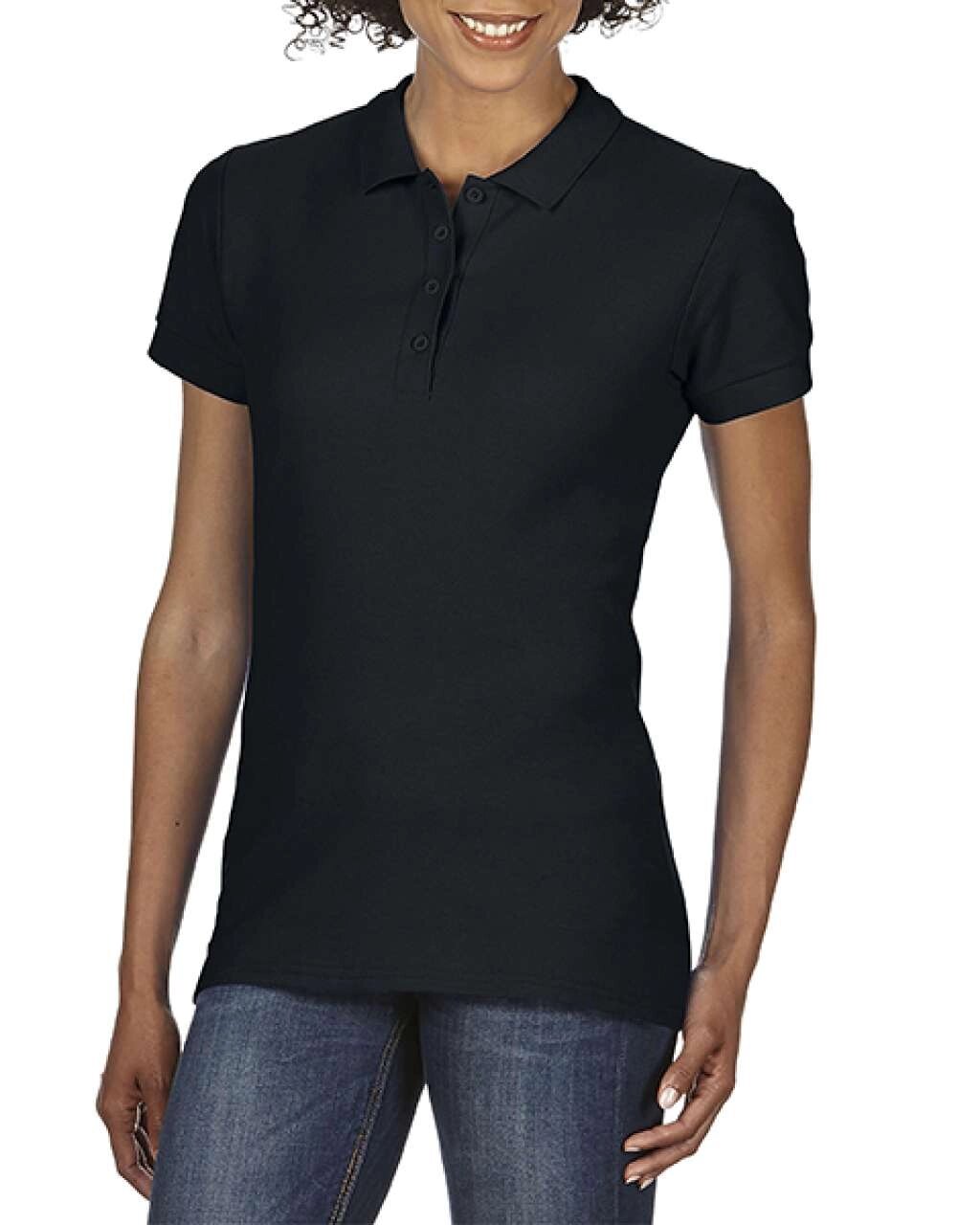 Жіноча футболка поло чорна Softstyle від компанії Інтернет-магазин молодіжного одягу "Bagsmen" - фото 1