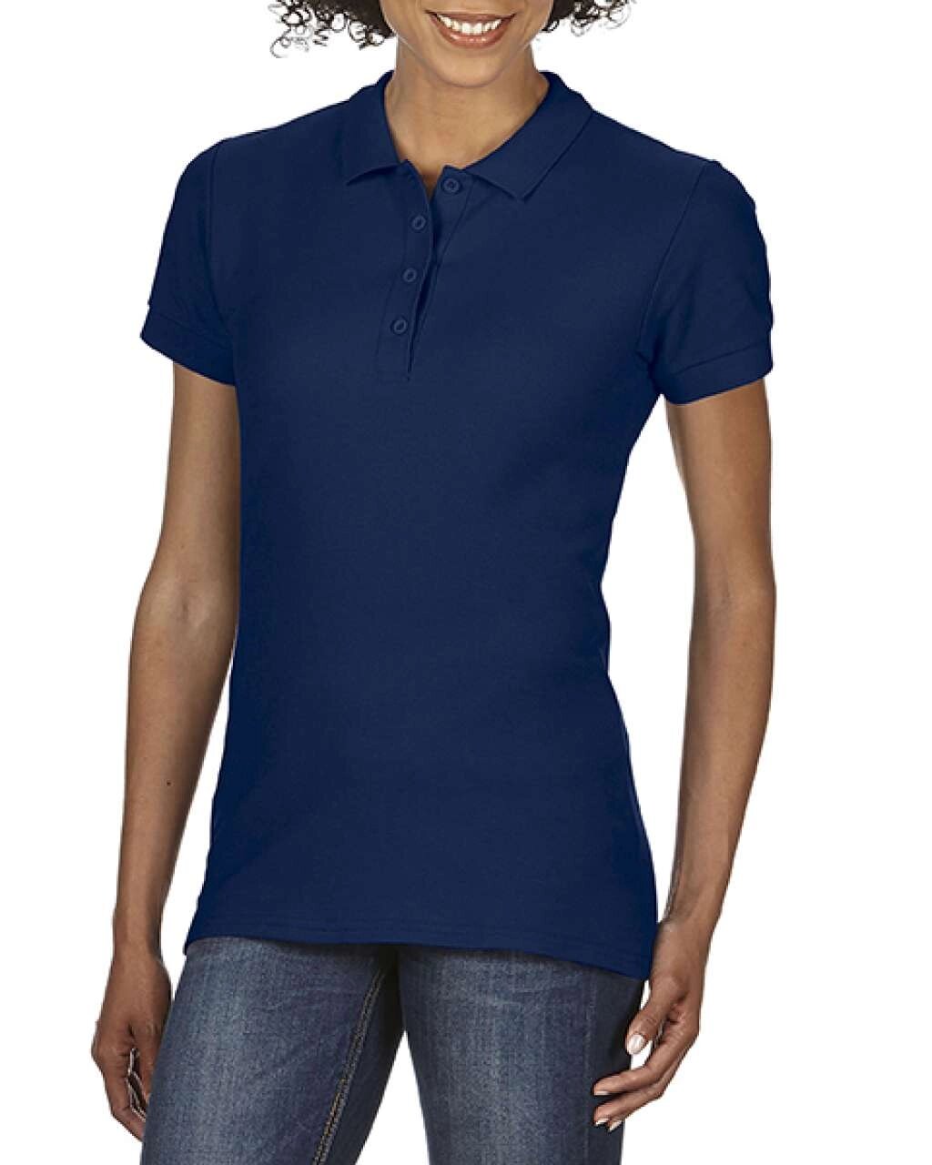 Жіноча футболка поло темно синя Softstyle від компанії Інтернет-магазин молодіжного одягу "Bagsmen" - фото 1