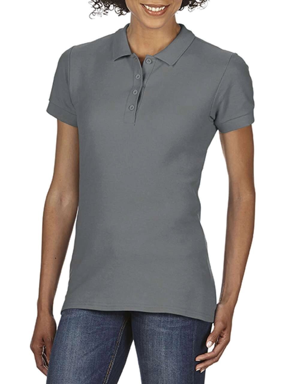 Жіноча футболка поло темно сіра Softstyle від компанії Інтернет-магазин молодіжного одягу "Bagsmen" - фото 1
