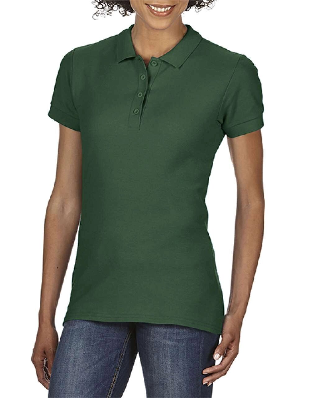 Жіноча футболка поло темно зелена Softstyle від компанії Інтернет-магазин молодіжного одягу "Bagsmen" - фото 1