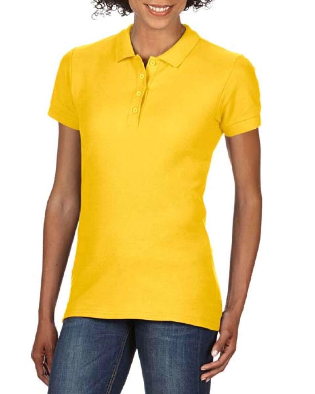 Жіноча футболка поло жовта Softstyle від компанії Інтернет-магазин молодіжного одягу "Bagsmen" - фото 1