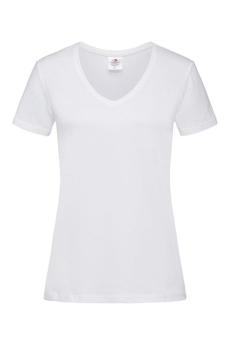 Жіноча футболка з V-образним вирізом біла Classic V-neck Women від компанії Інтернет-магазин молодіжного одягу "Bagsmen" - фото 1