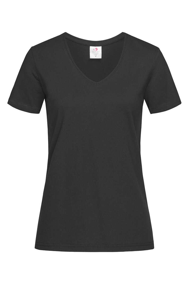 Жіноча футболка з V-образним вирізом чорна Classic V-neck Women від компанії Інтернет-магазин молодіжного одягу "Bagsmen" - фото 1