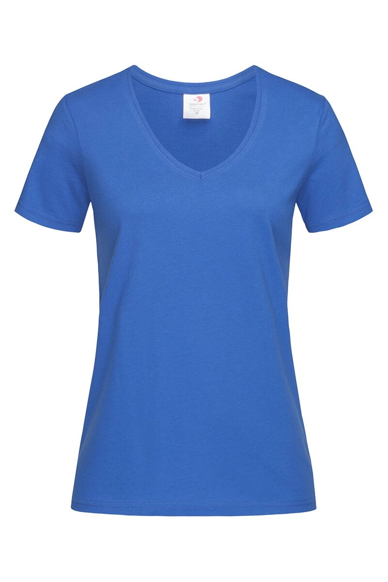 Жіноча футболка з V-образним вирізом синя Classic V-neck Women від компанії Інтернет-магазин молодіжного одягу "Bagsmen" - фото 1