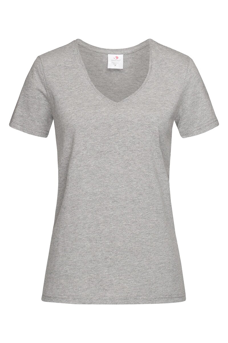 Жіноча футболка з V-образним вирізом сіра Classic V-neck Women від компанії Інтернет-магазин молодіжного одягу "Bagsmen" - фото 1