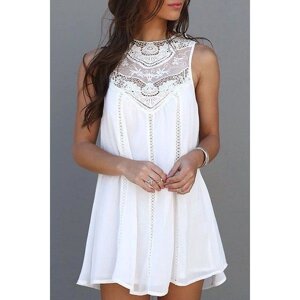 Біле літнє мереживне міні сукня-туніка S - XXL