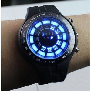 Чоловічий LED гумовий TVG годинник, синій, двійковий