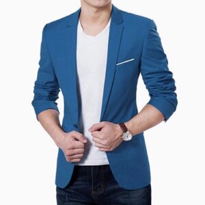 Чоловіча класична куртка синій та чорний колір з білою кишені, молодняк для джинсів