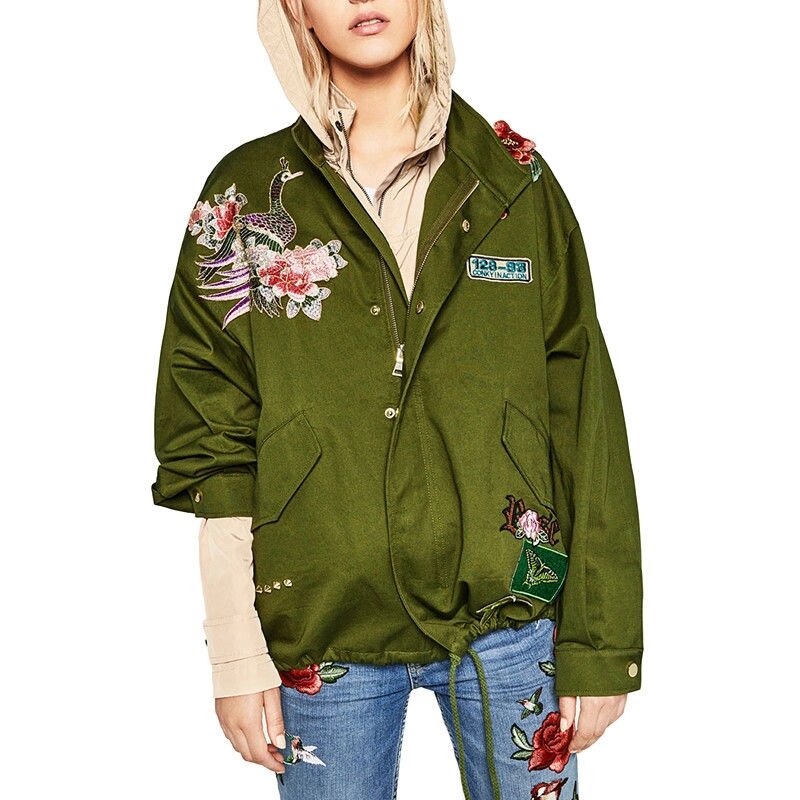 Жіноча паркова куртка у стилі Zara з вишивкою - опис