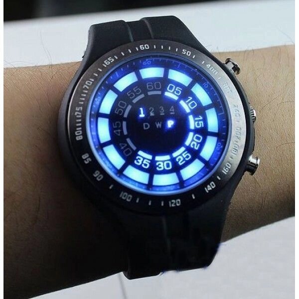 Чоловічий LED гумовий TVG годинник, синій, двійковий - вибрати