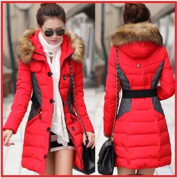 Зимовий пуховик з контрастними вставками, жіноча куртка зима, жіноча куртка - акції