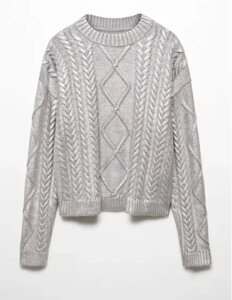 Сріблястий светр жіночий з круглим вирізом