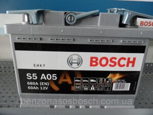 Автомобільний акумулятор, АКБ, BOSCH, 0092S5A050, AGM 60 A/h -