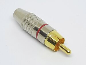 Роз'єм RCA (тюльпан) штекер з червоною смужкою цинк позолочений в Одеській області от компании Кладовая мастера на Закупка