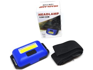 Ліхтар налобний блакитний 10W COB 3xAAA батарейки